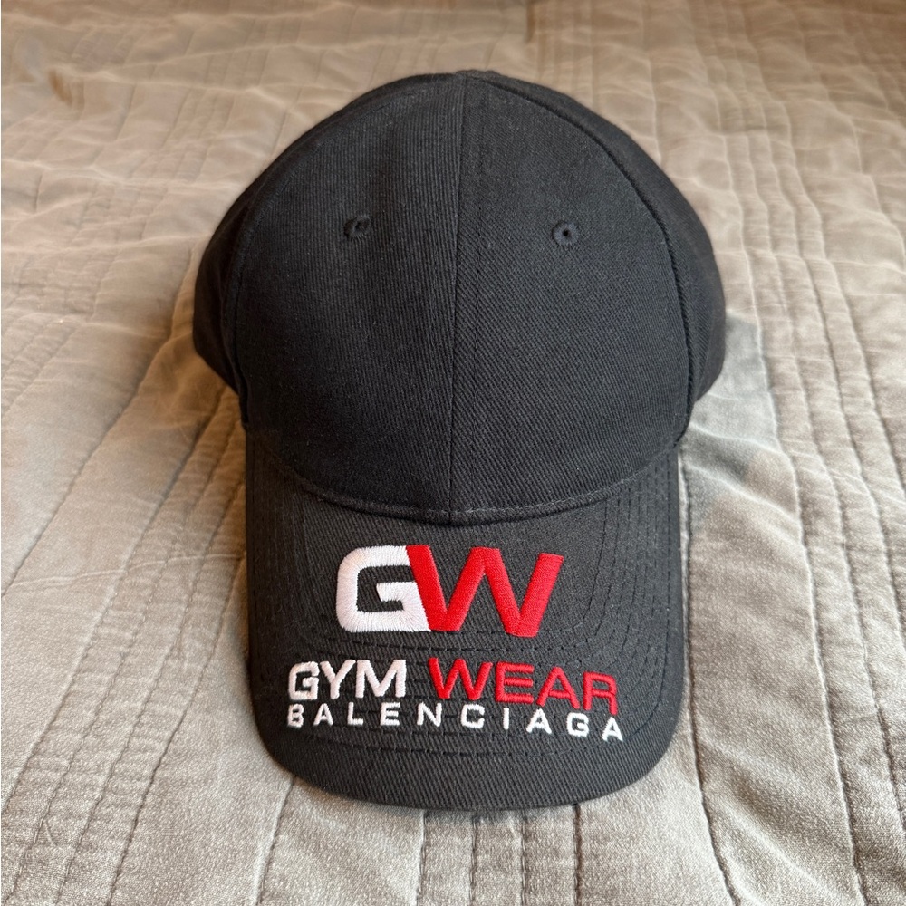 Balenciaga Black Cap with Red and White Embroidery